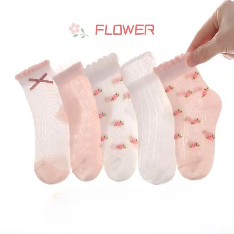 Summer Clothing Baby Girl - 여자 양말 귀여운 꽃 패턴 Kods