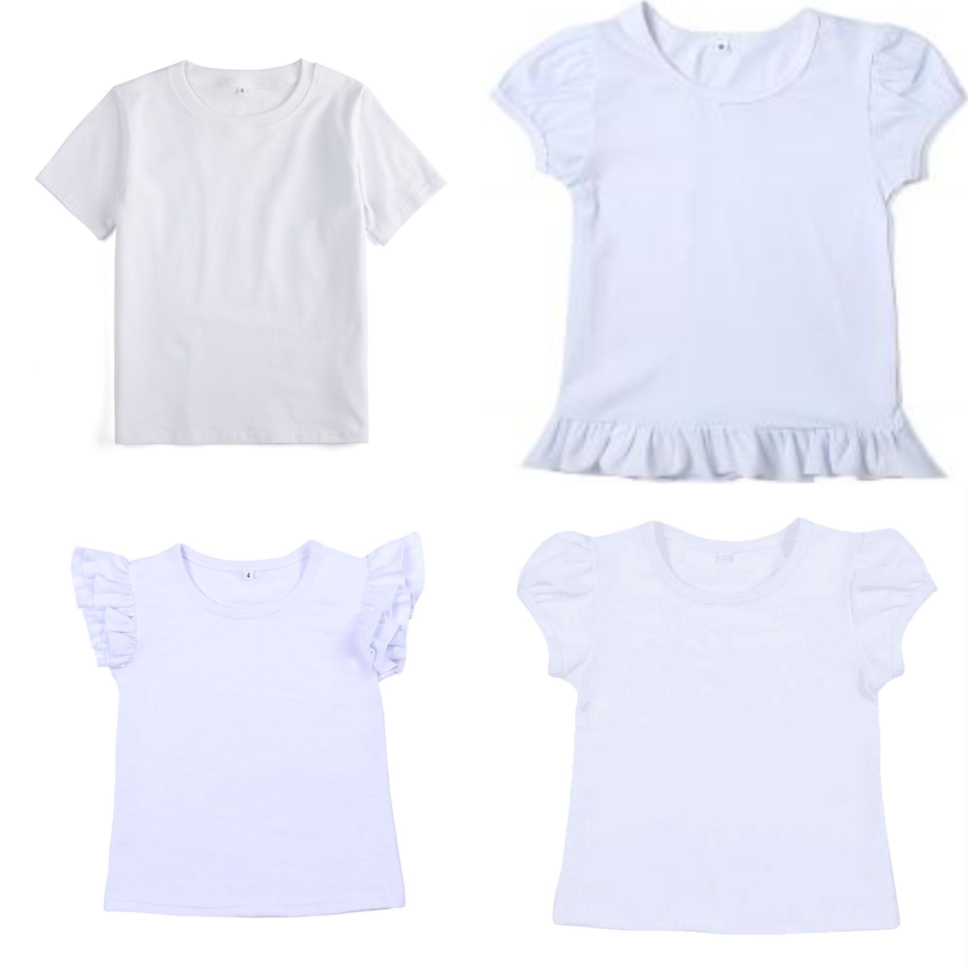 Summer Clothing Wholesale - 어린이 반팔 퍼프 소매 95% 코튼,