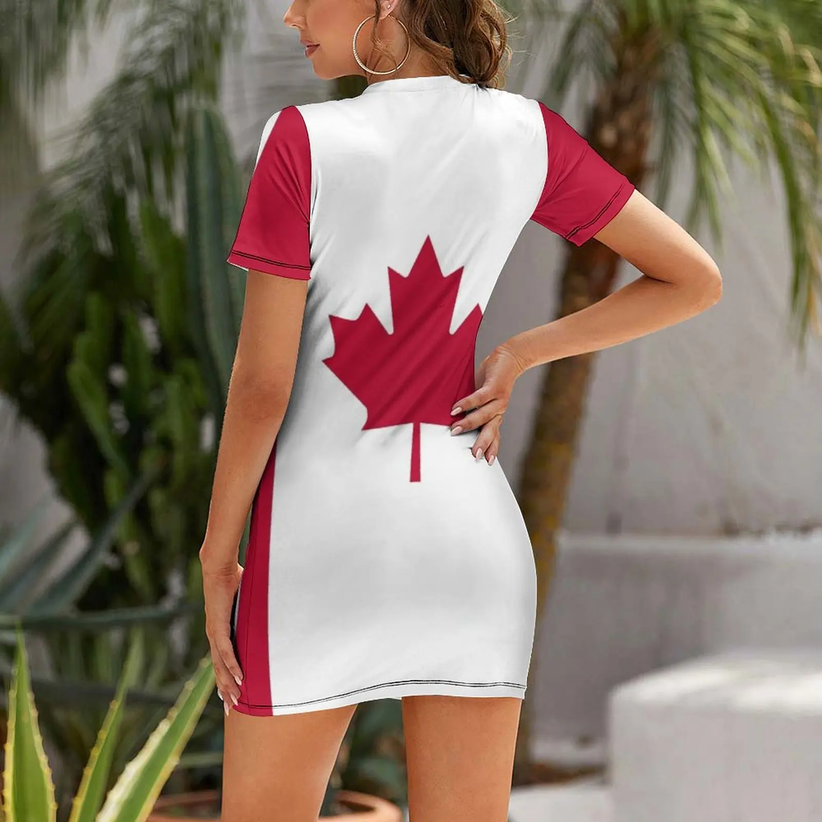 캐나다 국기 프린트 반팔 드레스 여성 의류 여성 패션  - Summer Clothing Women Canada 리뷰 및 가격